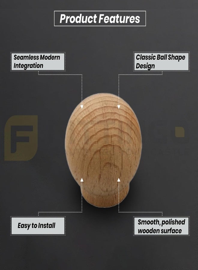 Fittingo Steam Beech Wood Drawer Knob/Cabinet Door Handle/Door Knobs/Knob for Drawers/Wardrobe Handle (1.5 Inch) Pack of 6 - Image 4